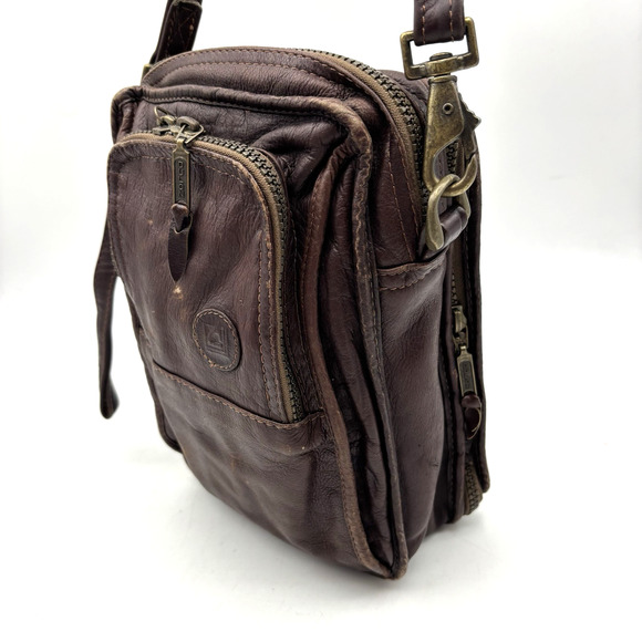 Vintage 90s Dilana Design Collection Brown Leather Organizer Crossbody Bag FLAWS - Picture 15 of 16